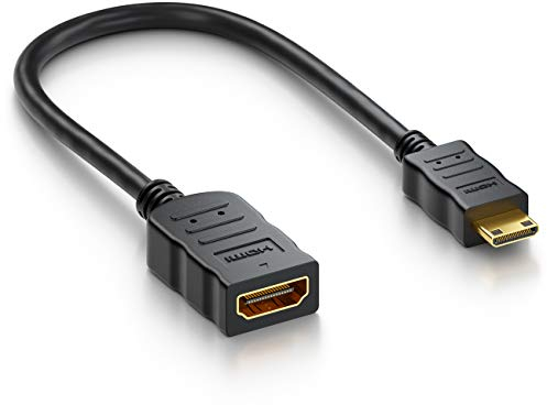 deleyCON Mini HDMI Adapter Kabel Portsaver Mini HDMI Stecker auf HDMI Buchse - Audio Video Übertragung 4K UHD 2160p Full HD 1080p