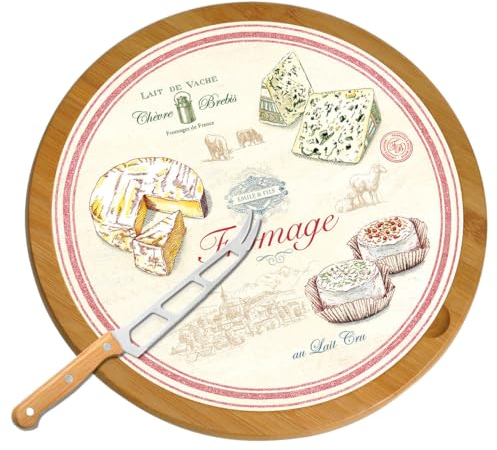 Plateau Fromage Tournant 32 cm en Verre et Bambou - 888FRMA - Easy Life
