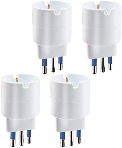 EXTRASTAR Set 4 Adattatore da Schuko a grande spina 16A,Bianco,Confezione da 4