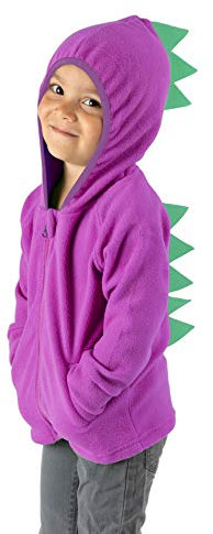 Cuddle Club Giacca/Felpa Bimbo e Neonato in Pile - 0-5 Anni– Vestiti Neonato Maschio e Femmina – Felpa Neonato/Bimbo con Zip – DinoFleeceJacketPurple/Green2T