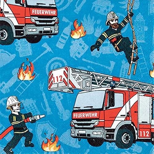Servietten Tischdeko Geburtstag Essen Feuerwehr 20 Stück 3-lagig 33x33cm