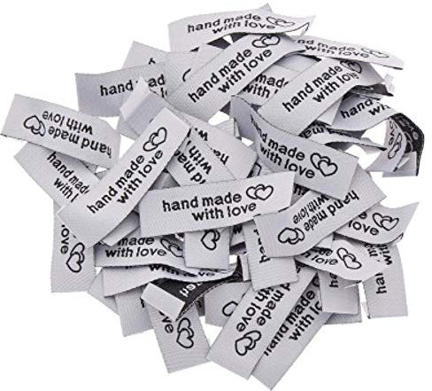 50 STÜCKE/Packung Waschbare Stoffgewebe Etiketten für Kleidungssteppzubehör Factory Home DIY Colthes Collection, Weiß