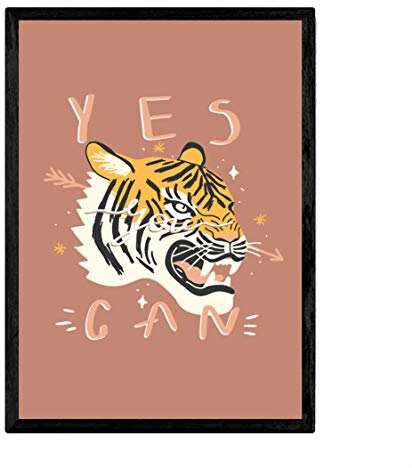 Nacnic Frohe Botschaften Poster Yes You Can mit motivierenden und energetischen Sprüchen, A4-Format mit Rahmen