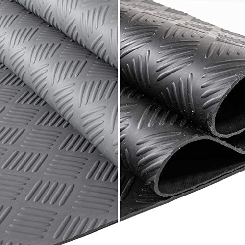 Riffelblech Gummimatte TPE Checker Schwarz - Bautenschutzmatte 100 x 50 cm | Riffelblech-Optik, rutschhemmend & zuschneidbar - Bautenschutzmatte für Werkstatt, Garage, Anhänger, Keller & Industrie