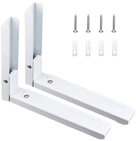 2 piezas Soporte Microondas Blanco,Hornos Plegable Soporte Pared,Soporte Pared Microondas,Con Tornillos Y Tubos De Expansión A Juego,Se Puede Utilizar En Hornos Microondas Y Hornos