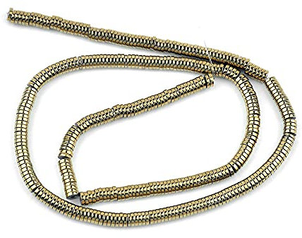 Perles Plates en Hématite, Perles d'Espacement Rondes en Métal Doré, Heishi pour Fabrication de Bijoux, Bracelet, Bricolage