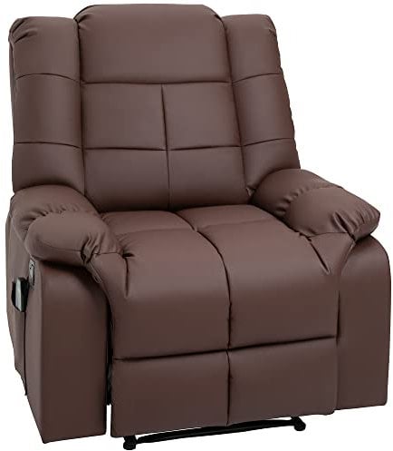 HOMCOM Massagesessel Fernsehsessel Elektrisch Relaxsessel mit Massagefunktion Kunstleder Holz Stahl Schaumstoff Braun 94 x 99 x 99 cm