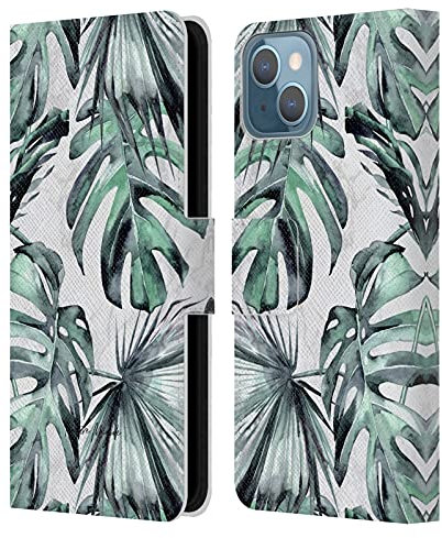 Head Case Designs Officially Licensed Nature Magick Turquoise Green Island Tropical Palm Leaves On Marble Leather Book Wallet Case Cover Compatible With Apple iPhone 13