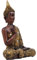 Craft&Style Buddha Statue im Lotussitz aus hochwertigem und massivem Kunstharz braun Gold 37cm
