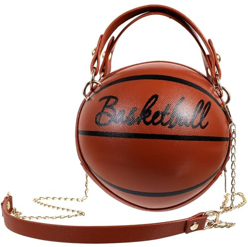 VALICLUD 1 sac à main tendance en forme de basket-ball pour femme, marron, 17x17x17cm