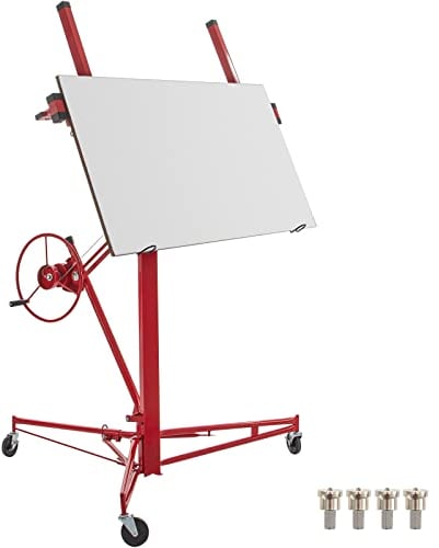 Vevor Grúa Elevador Placa Paneles 11 Pies Yeso Panel Elevador con Ruedas Rojo Acero al Carbono 122 x 488 cm Pladur Ayuda Montaje Montacargas Portátil 68 kg Armarpara Levantar Paneles 4 Pies - 11 Pies