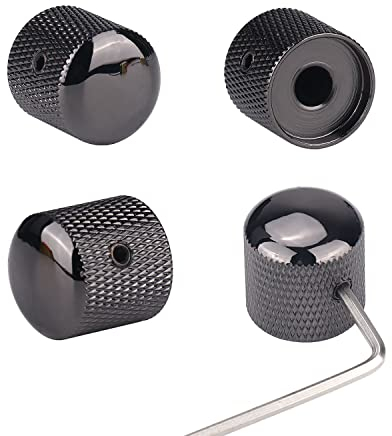 XIYANGJUAN Gitarrenknöpfe aus Metall, Schwarz, Lautstärkeregler, Geschwindigkeitskontrolle, Kuppelknöpfe mit Inbusschlüsseln, Schrauben für Fender, Telecaster, Gibson, Les Paul, E-Gitarre, Bass,