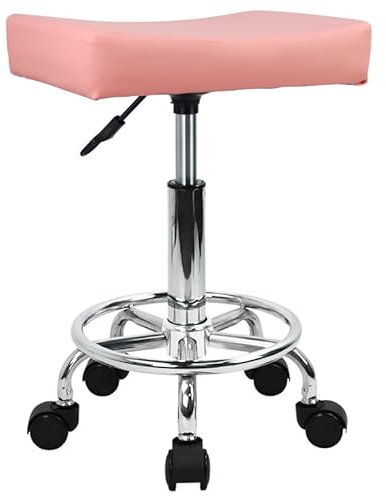 KKTONER Square Rollhocker mit Pedal (Rosa-1)