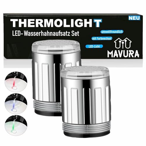 THERMOLIGHT LED Wasserhahn Aufsatz Licht Küche Bad Thermosensor (3 Farben [2er Set) Luftsprudler Wasserhahnaufsatz temperaturempfindlich