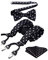 HISDERN Hosenträger Schwarz Fliege Hosenträger und Einstecktuch Herren Set Punktmuster Klassische Verstellbar Y Form Elastisch Mit 6 Extra Stark Clips Hochzeit Braces