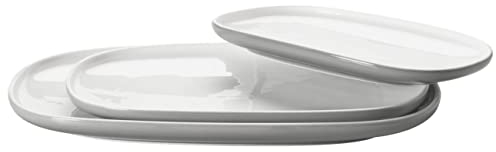 MÄSER 934046 Serie Isora Juego de platos modernos con 3 platos de servir de forma cuadrada en diferentes tamaños de cerámica de alta calidad, gres