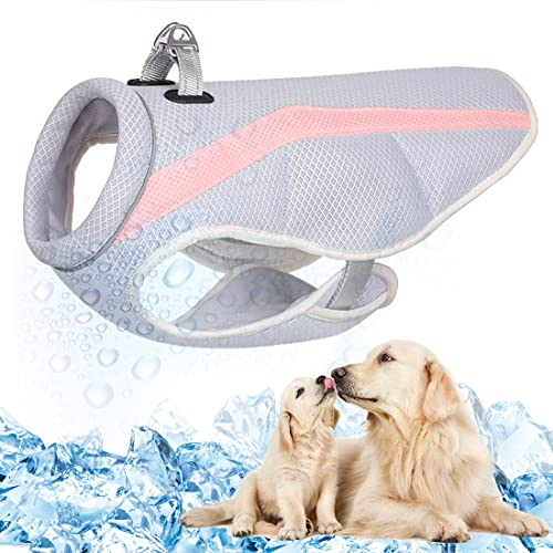 Hundekühlweste Geschirr für große, mittelgroße, kleine Hunde Kühljacke mit D-Ring und verstellbaren Riemen, kühler und bequemer Hundemantel mit reflektierendem für Sport Outdoor Walking Jagdtraining