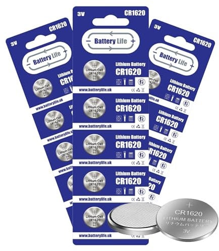 Battery Life CR1620 Batteries 3V Coin Button Cell CR 1620 Lithium Long Life For Car Key fob, Scales, Toys, Watch, LED Lights and More UK Brand (100 pack)