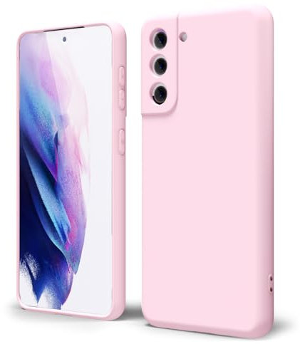 oakxco for Samsung Galaxy S21 Phone Case Liquid Silicone, Cute Thin Slim Soft Rubber TPU Plain Smooth Gel Cover for Women Girl Aesthetic Design, Matte Solid Protective & Shockproof, Rose Light Pink