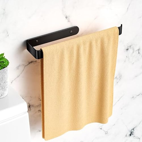 Mesybveo Porte Serviette Auto-Adhésif ou percé, Support Serviette en Aluminium, Imperméable et antirouille pour Cuisine, Porte-Serviettes Salle de Bain(Noir)