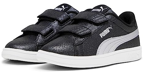 PUMA Mädchen Smash 3.0 Glitz Glam Sneakers, Black Silver White Metallic, 34.5 EU