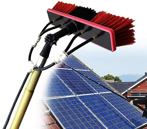 Spazzola Telescopica Alimentata ad Acqua 12m/39FT, non facile da arrugginire e leggero. Kit Palo Alimentato ad Acqua con Spatola per Vetri Kit di Pulizia di finestre e Pali alimentati ad Acqua/Tubo