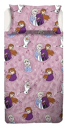 Frozen, Lenzuolo Letto Piazza E Mezza, Completo Letto, Lenzuolo Sopra, Lenzuolo Con Angoli, Federa, Rosa, Disney, 100% Cotone, Prodotto Ufficiale
