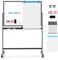 GOPLUS Whiteboard magnetisch mit Ständer, doppelseitiges Whiteboard mit Zubehör Set, Trocken abwischbar, mobiles White Board höhenverstellbar, für Schule, Büro, Zuhause (120 x 80cm, Schwarz)