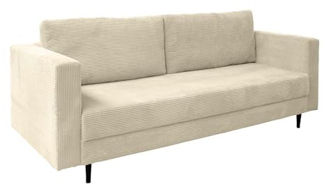 Ares Meble Cord Sofa mit Schlaffunktion 232x98 cm - Wohnzimmer Couch - 2er Sofa Bett - Rückenkissen Sofa mit Bettkasten - Samt Schlafsofa 2 Sitzer - Schlafcouch Ausziehbar - Klappcouch Grau