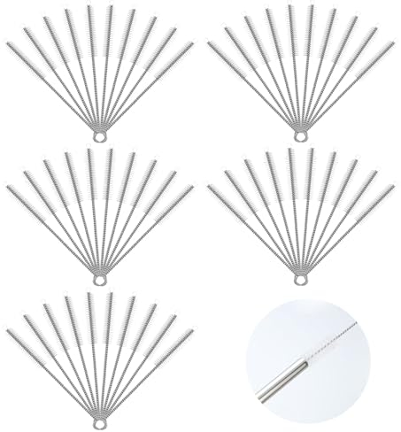 UILYNIU 50 Stück Strohhalm Reinigungsbürst Bürste, Reagenzglasbürsten, Reinigungsbürste Kaffeevollautomat für Kleine Zwischenräume, Strohhalm Bürste, Milchschlauchbürste, Teekanne (Weiß)