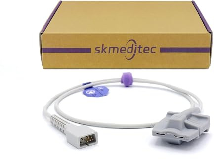 Skmeditec SpO2 Sensor Compatible with Nellcor Monitor for Oxismart SpO2 Module, Reusable Adult Sleeve Probe with 7 Pin Connector