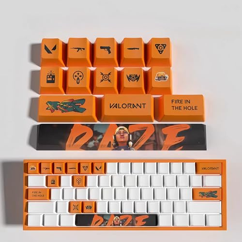 Ensemble de touches de jeu élégantes et personnalisées sur le thème de Valorant avec touches de clavier mécanique (touches vendues uniquement, 14 touches).