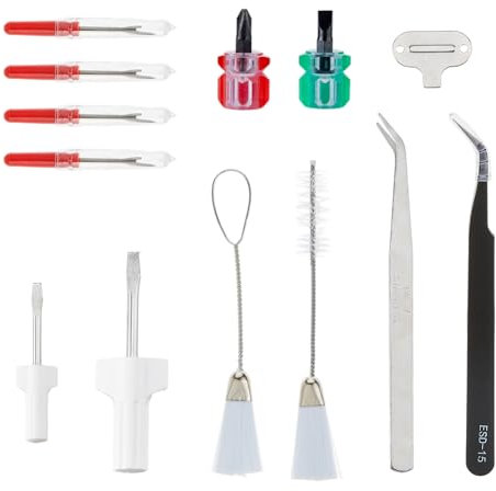 SUPERFINDINGS 13PCS Sewing Machine Cleaning Kit Repair Machine Sewing Tools Includes Short Screwdriver Iron Screwdriver Pointed Tweezers Double Headed Lint Brush for Repair Machine