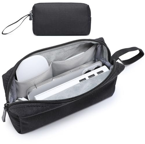 HYZUO Portable Organiser Laptop Electronics Accessories Pouch Bag Storage Carrying Case for Adapter Cables Cellphone Charger Mouse Power Bank Cords Stylus Pens Earbuds SSD HDD Gadgets, Black