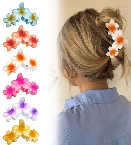 Elepl 6 Pezzi Mollettone Capelli Donna Pinze per Capelli Pinza Capelli a Fiore Ciappo per Antiscivolo Resistenti Mollettone Capelli Donna Elegante per Capelli Spessi e Sottili (6 Colori)