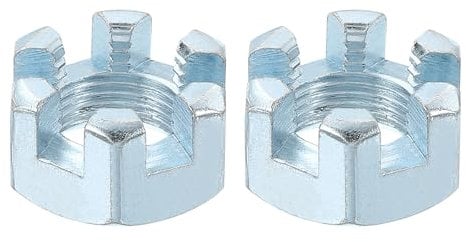 sourcing map 5/8-18 UNF Hexagon Slotted Nut, Grade 6.8 Zinc-Plated Carbon Steel Hex Nuts Good for Machinery Repairing, Silver, 2Pcs
