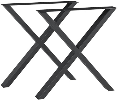 [en.casa] Tischbeine im 2er Set Greith Metallbeine 72 x 79 cm höhenverstellbar X-Form Tischgestell für Esstisch Schreibtisch Tischkufen Schwarz Tischfüße