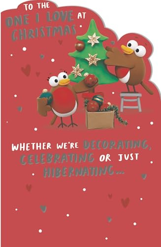 Crackers Cute Robins to The One I Love At Christmas Greeting Card 748583