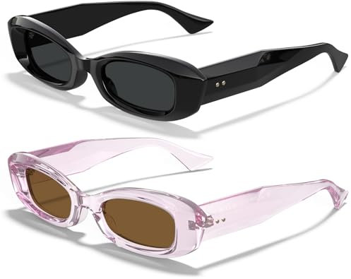 STGATN Y2K Womens Sunglasses UV400 Protection - Retro Trendy Cat eye Sunnies 90s Rectangle Narrow Shades