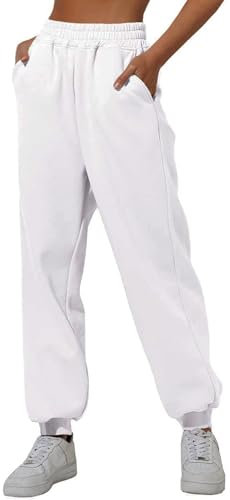 Kxydlww Pantaloni Sportivi Donna Invernale Caldo Jogging Cotone Pantaloni Vita Alta Aderente con Tasche Tuta Tinta Unita Pantaloni Elastica per Hip Hop Casual