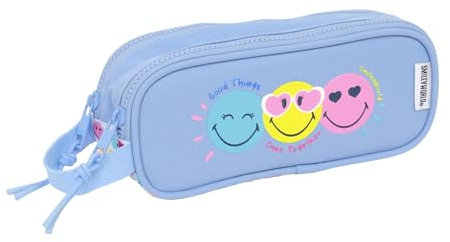 Smiley World Joyful Federmäppchen, doppelt, recycelbarer Stoff, Federmäppchen für Kinder, ideal für Kinder im Schulalter, bequem und vielseitig, Qualität und Widerstandsfähigkeit, 21 x 6 x 8 cm,