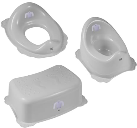 Töpfchen + Tritthocker + Toilettensitz für Kinder, zum Windelfrei und WC-Training, solides Material, Antirutsch Gummi Farbe:Grau, Motiv:Yeti