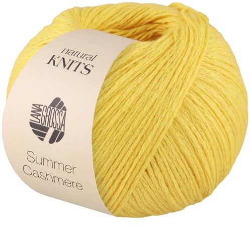 LANA GROSSA Summer Cashmere| Feines Kettengarn aus Baumwolle und Kaschmir | Handstrickgarn aus 90% Baumwolle & 10% Cashmere | 5g Wolle zum Stricken & Häkeln | 210m Garn FB 17