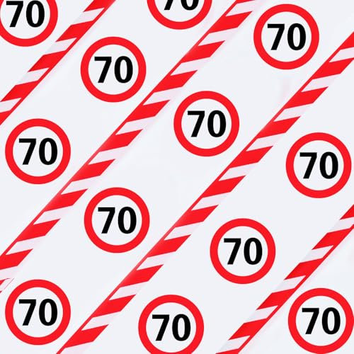 WenmthG Absperrband 70 Geburtstag Deko 20 m Lange, Girlande Deko 70. Geburtstag Mann Frau, Verkehrsschild zum 70. Geburtstagsdeko - Verkehrszeichen 70 Jahre Jubiläum