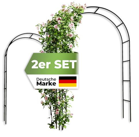 STAHLMANN ® 2X Rosenbogen [240 x 140 x 37cm ] geeignet für Jede Art von Rankpflanzen - 2ER Set Rosenbogen [Metall] kinderleicht aufzubauen - Gartenbogen in grün für eine schöne Gartendekoration