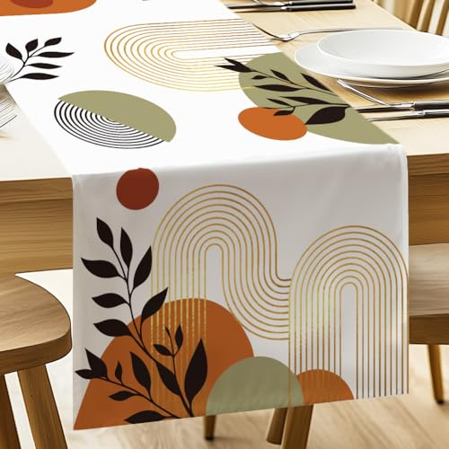 ANATTASOUL Tischläufer Geometrische und Böhmische Silhouette, Saisonnal Sommer Küche Tisch Dekoration Drinnen Urlaub Party Dekor 33x183 cm