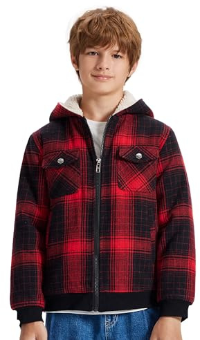 MoFiz Felpa con Cappuccio Invernale Bambini e Ragazzi Giacca in Pile Caldo Cappotto a Maniche Lunghe con Cerniera e Tasche per 6-18 Anni