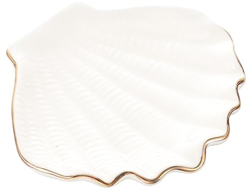 HORIALENCE Bandeja de Cerámica para Joyas y Accesorios Plato Decorativo Forma de Concha Organizador Multifuncional para Llaves Joyas y Cosméticos para Mesita de Noche o Entrada