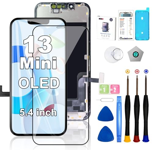 EFAITHFIX Ersatzbildschirm für iPhone 13 Mini OLED [kein LCD] 5,4 Zoll Display 3D Touchscreen FHD Digitizer Assembly A2481 A2626 A2628 A2629 A2630 mit Reparaturwerkzeugen, wasserdichte selbstklebende