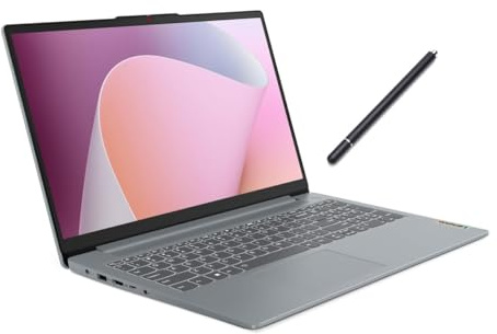 Lenovo IdeaPad Slim 3i Ordinateur portable tactile FHD 15,6 AMD Ryzen 5 7520U (Beat i7-1255U), AMD Radeon 610M, gris, rétroéclairé, 8 Go de RAM DDR5, 512 Go SSD, Windows 11 Home, avec stylet